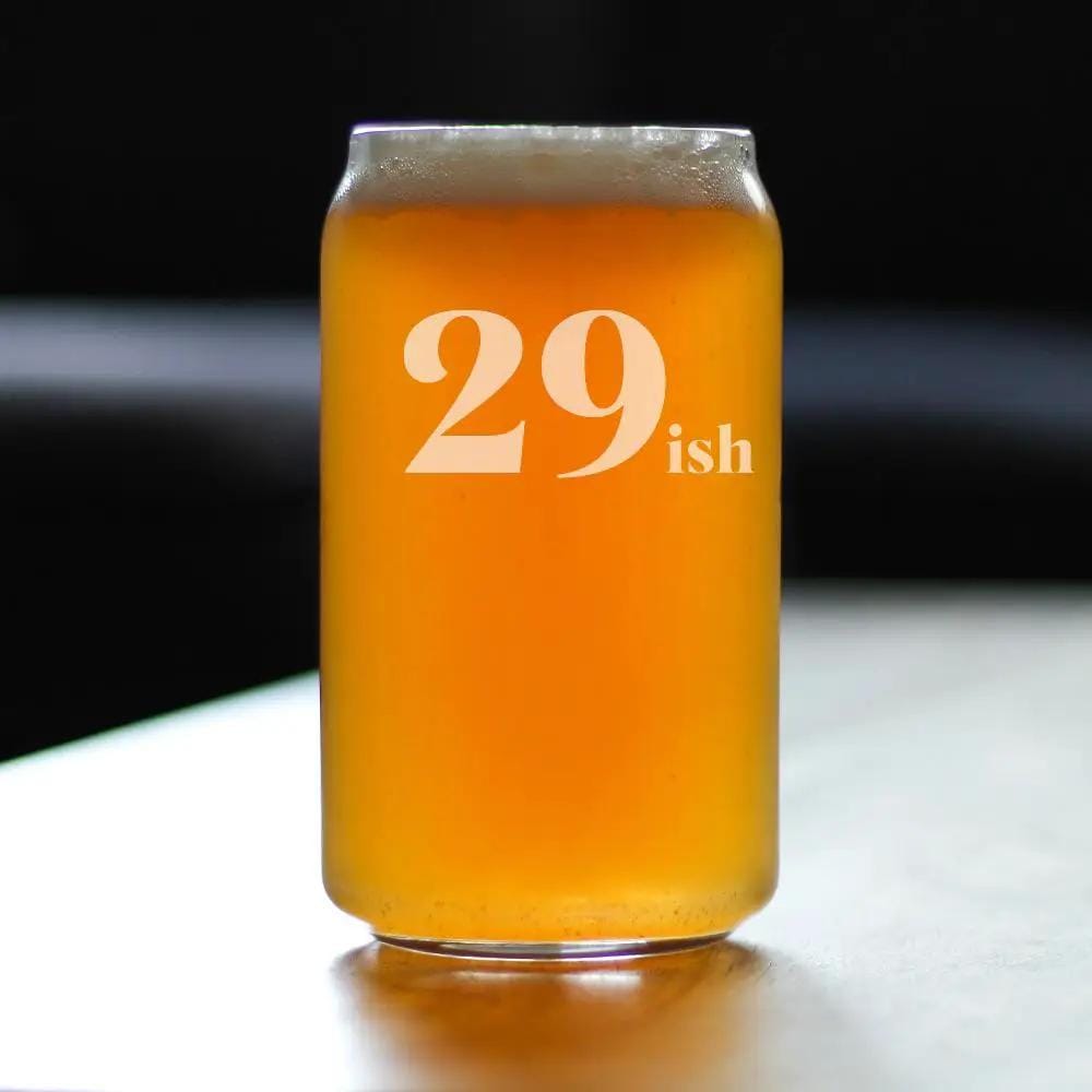 Etched Beer Can Pint Glass | 16 oz | Dishwasher Safe | 29ish