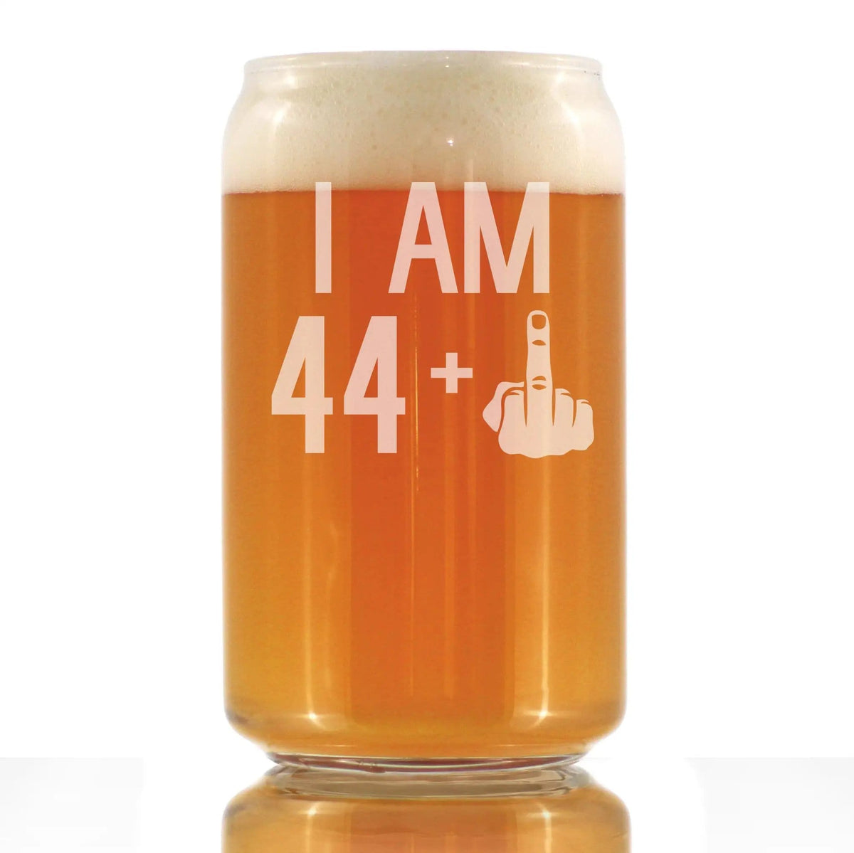 Etched Beer Can Pint Glass | 16 oz | Dishwasher Safe | 44 + 1 Middle Finger