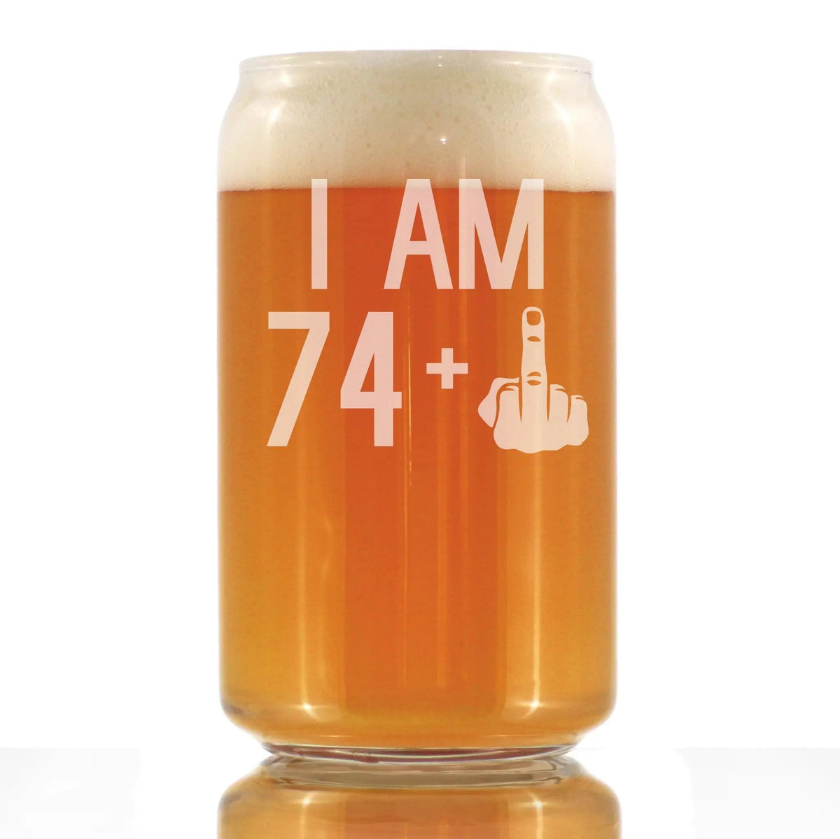 Etched Beer Can Pint Glass | 16 oz | Dishwasher Safe | 74 + 1 Middle Finger