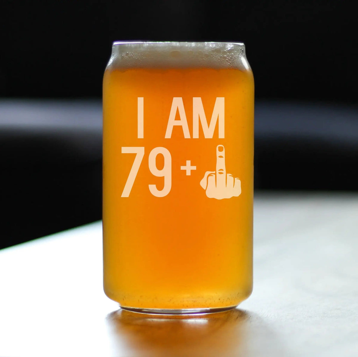 Etched Beer Can Pint Glass | 16 oz | Dishwasher Safe | 79 + 1 Middle Finger