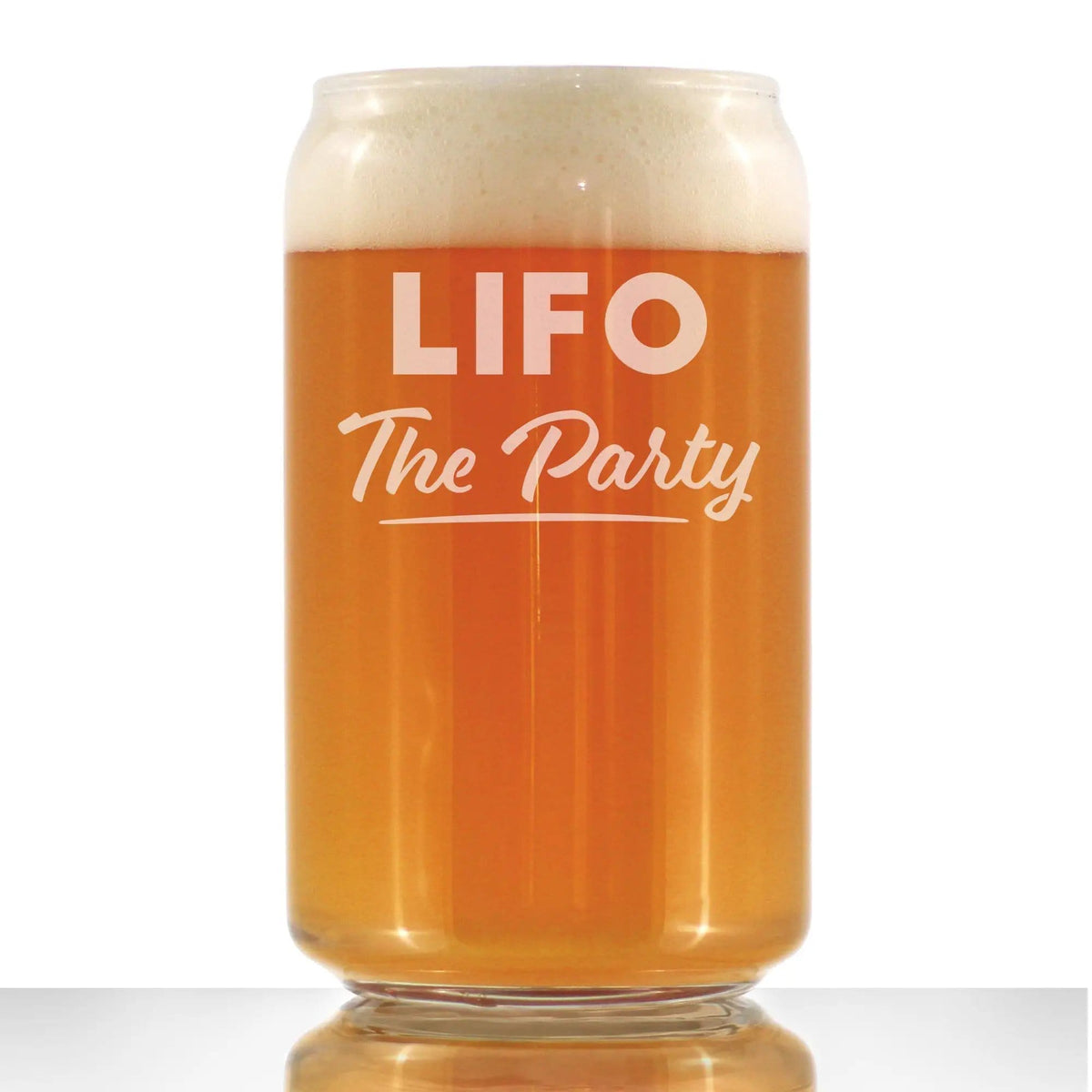 Etched Beer Can Pint Glass | 16 oz | Dishwasher Safe | LIFO the Party