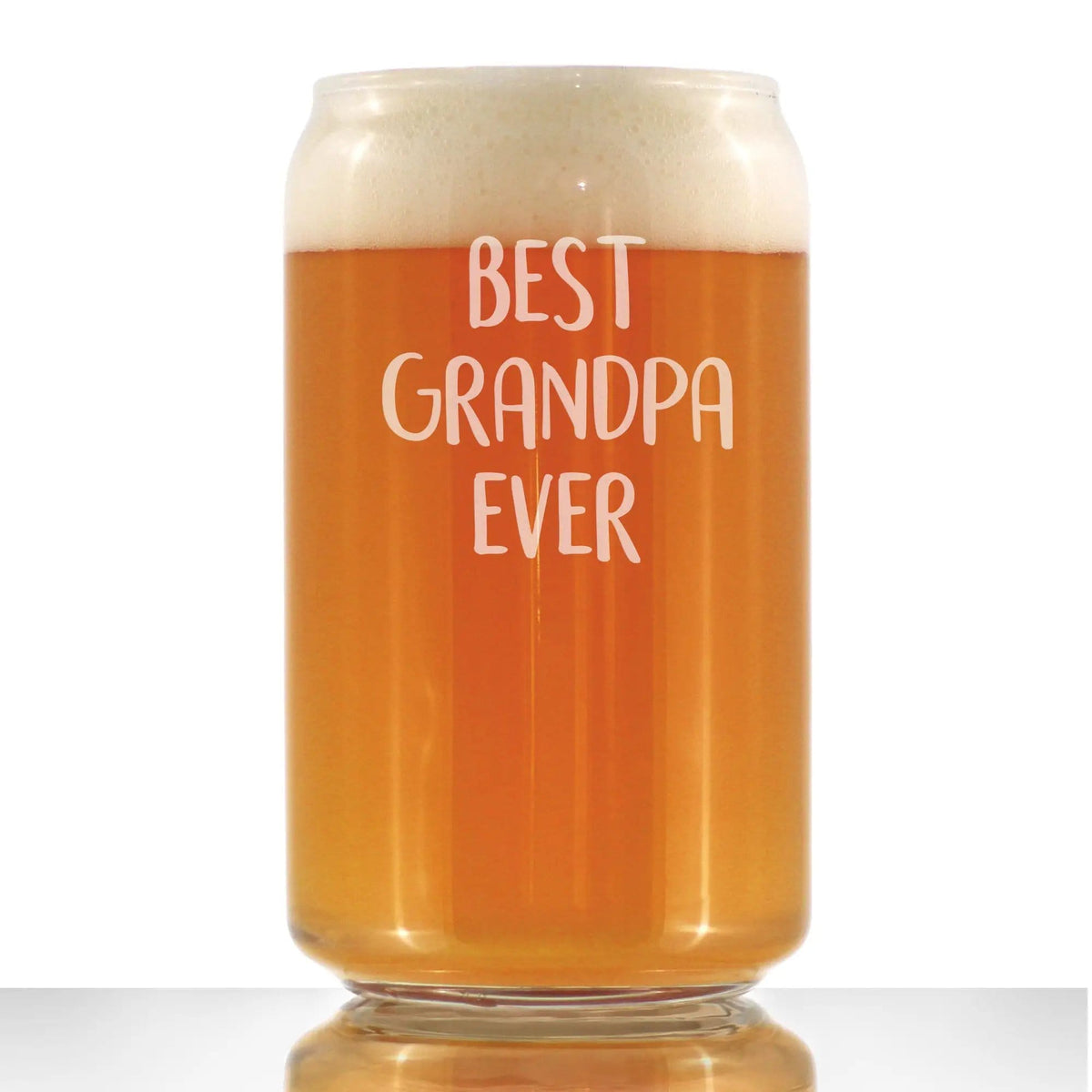 Etched Beer Can Pint Glass | 16 oz | Dishwasher Safe | Best Grandpa Ever