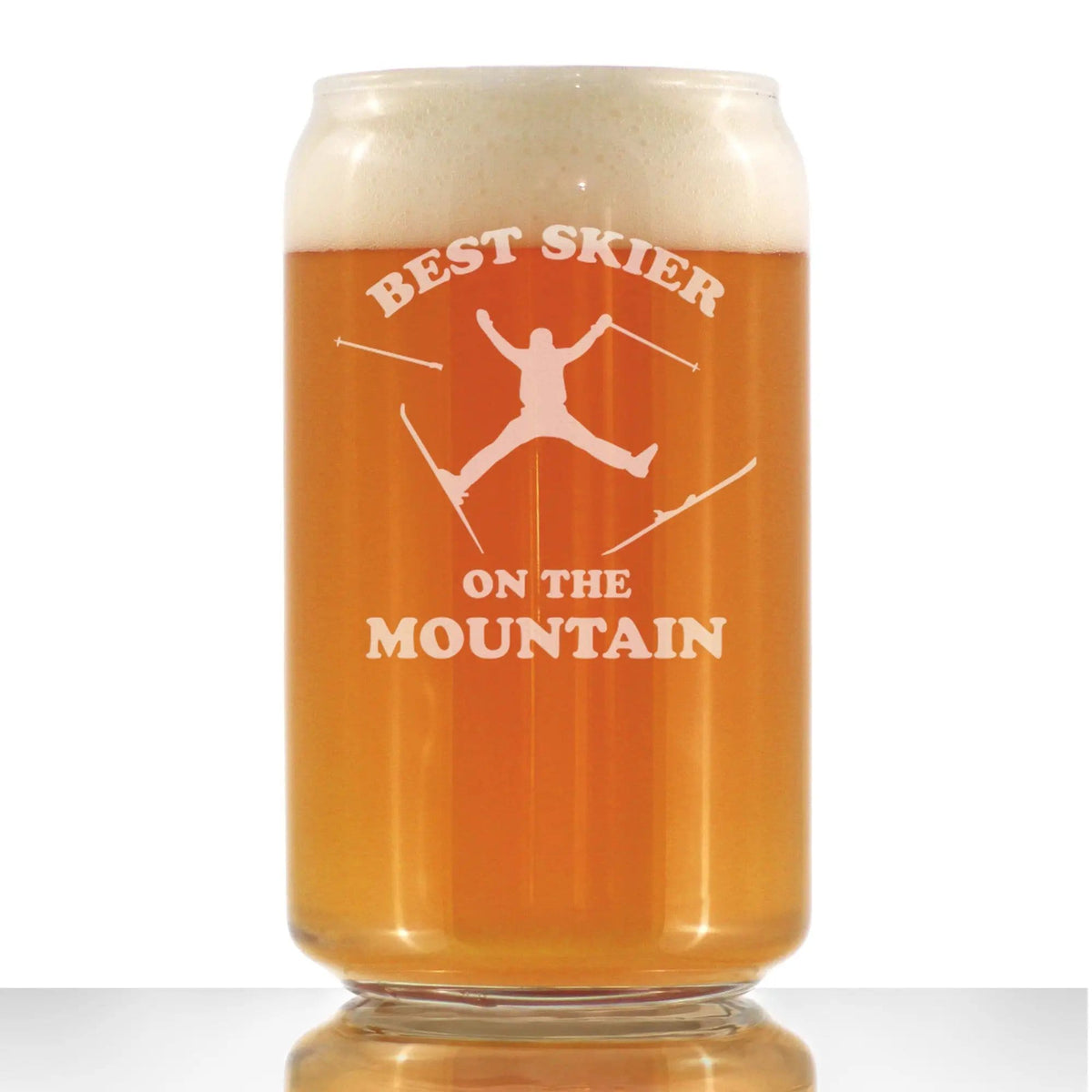 Etched Beer Can Pint Glass | 16 oz | Dishwasher Safe | Best Skier