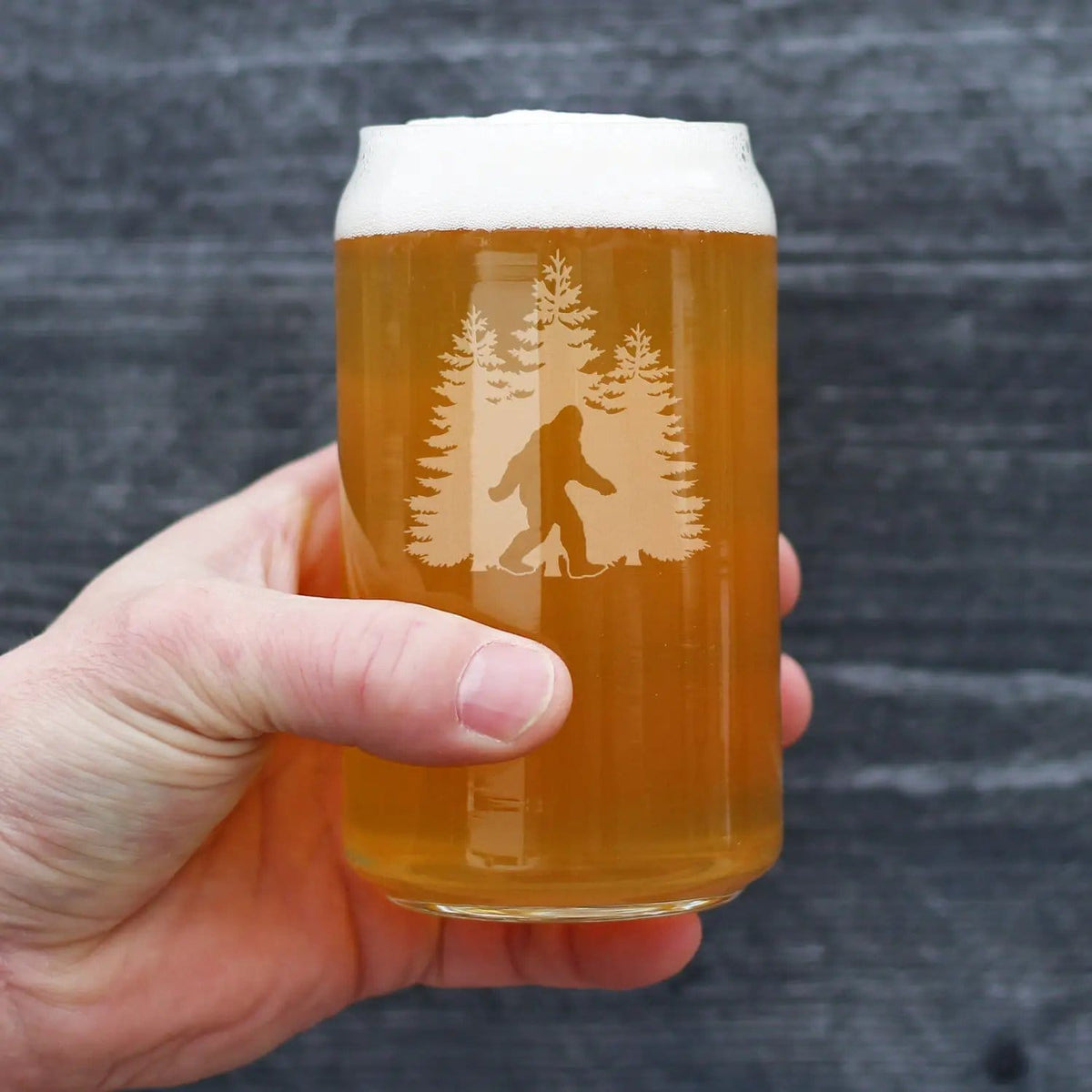Etched Beer Can Pint Glass | 16 oz | Dishwasher Safe | Bigfoot Engraved