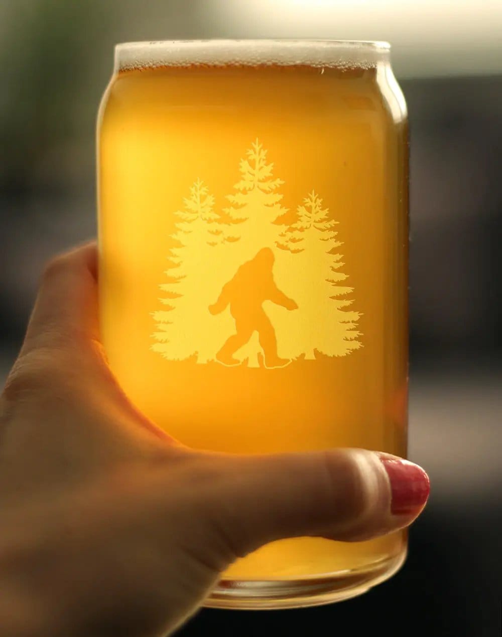 Etched Beer Can Pint Glass | 16 oz | Dishwasher Safe | Bigfoot Engraved