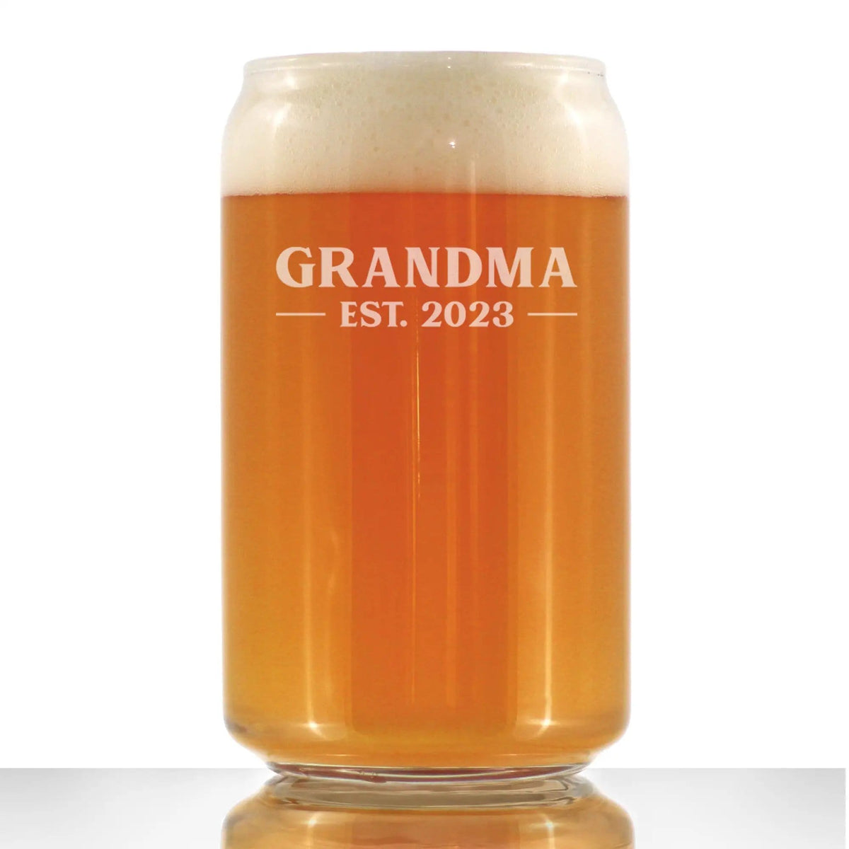 Etched Beer Can Pint Glass | 16 oz | Dishwasher Safe | Grandma Est. 2023 - Bold