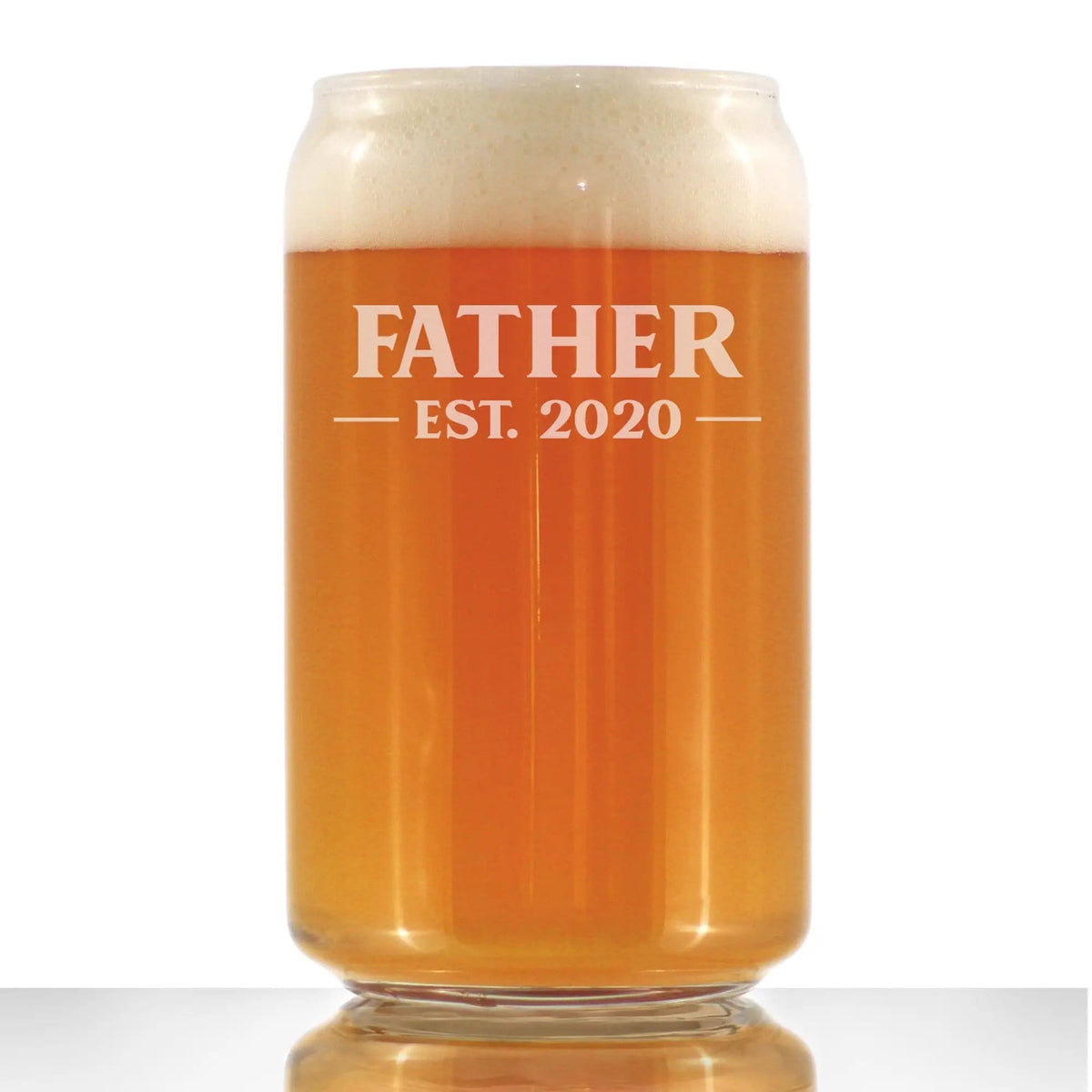 Etched Beer Can Pint Glass | 16 oz | Dishwasher Safe | Father Est 2020 - New Dads (Style 2)