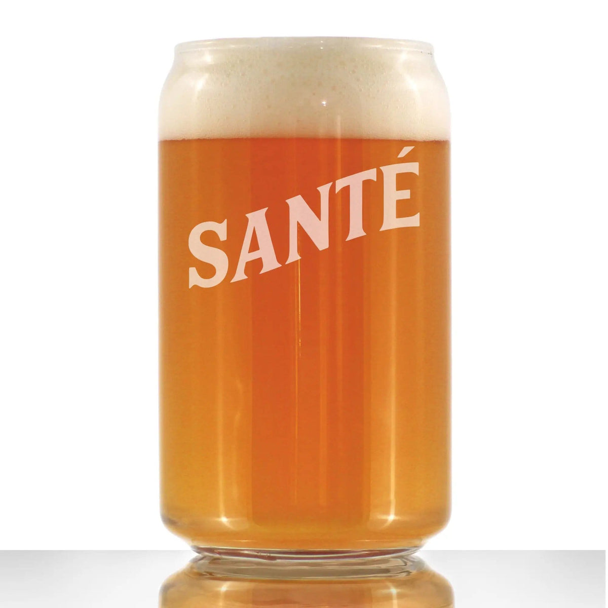 Etched Beer Can Pint Glass | 16 oz | Dishwasher Safe | Sante - French Cheers - Fun