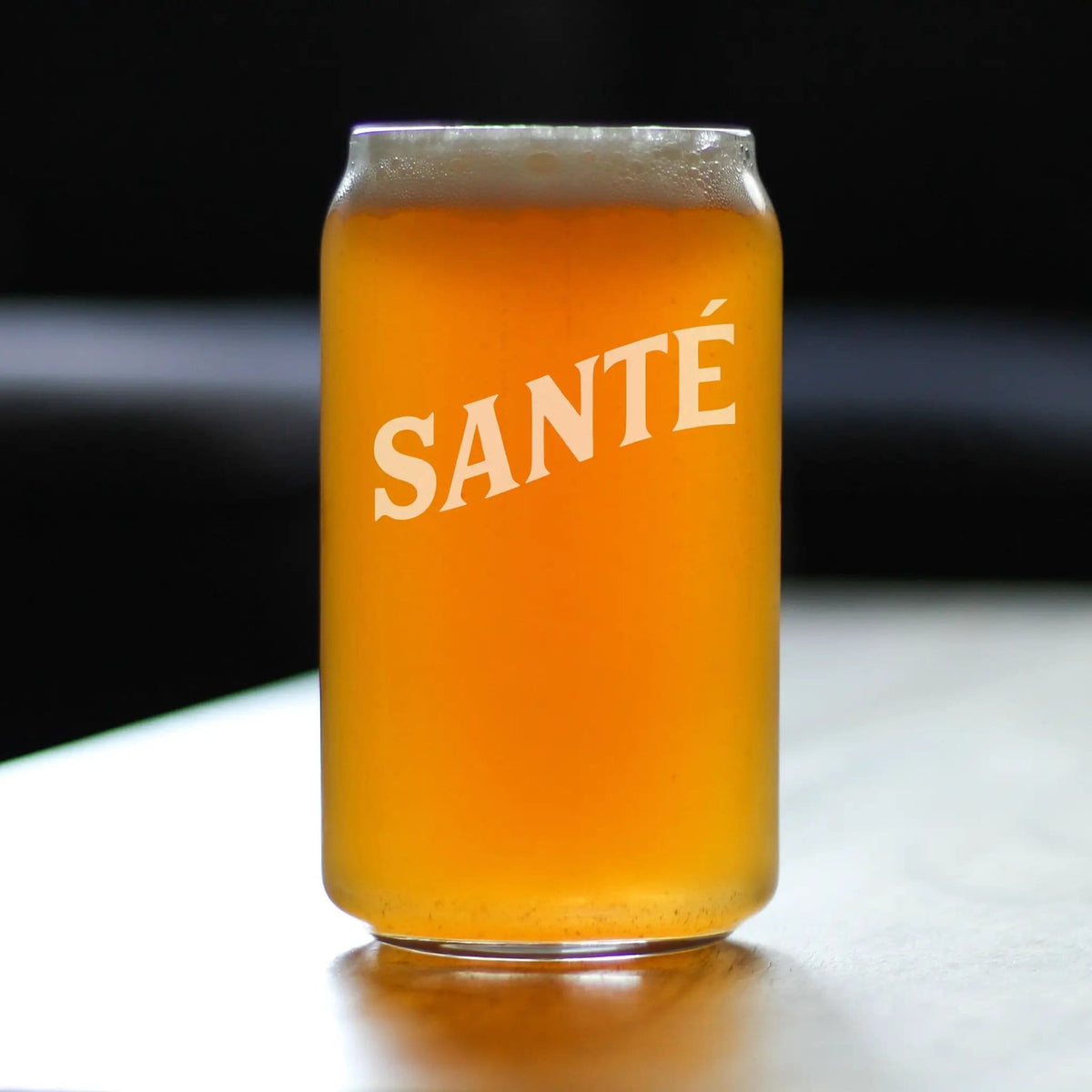 Etched Beer Can Pint Glass | 16 oz | Dishwasher Safe | Sante - French Cheers - Fun