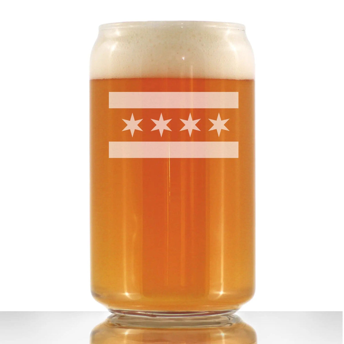 Etched Beer Can Pint Glass | 16 oz | Dishwasher Safe | Chicago Flag - Fun