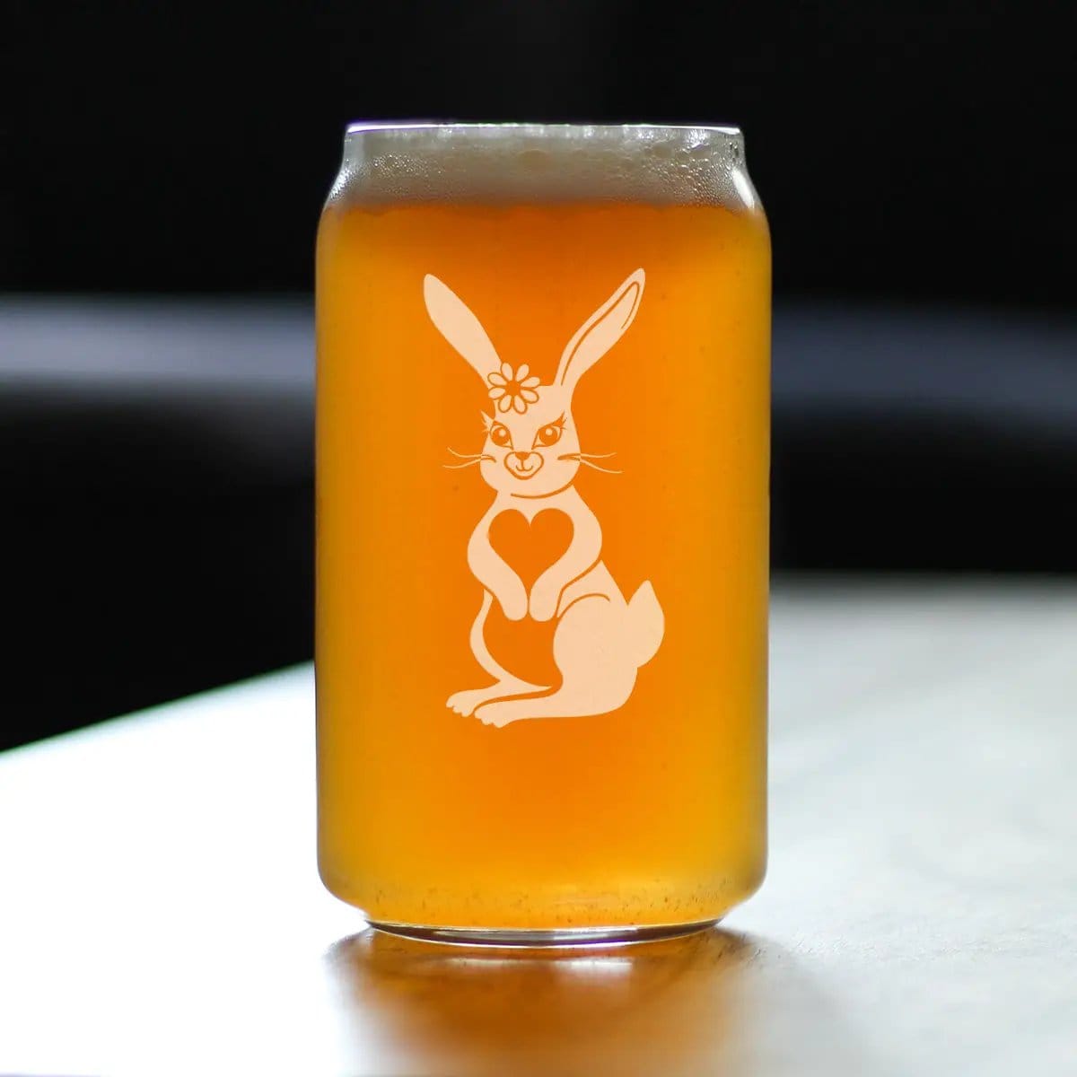 Etched Rocks Glass | 10 oz Whiskey Glass | Dishwasher Safe | Bunny Rabbit (Style 2)