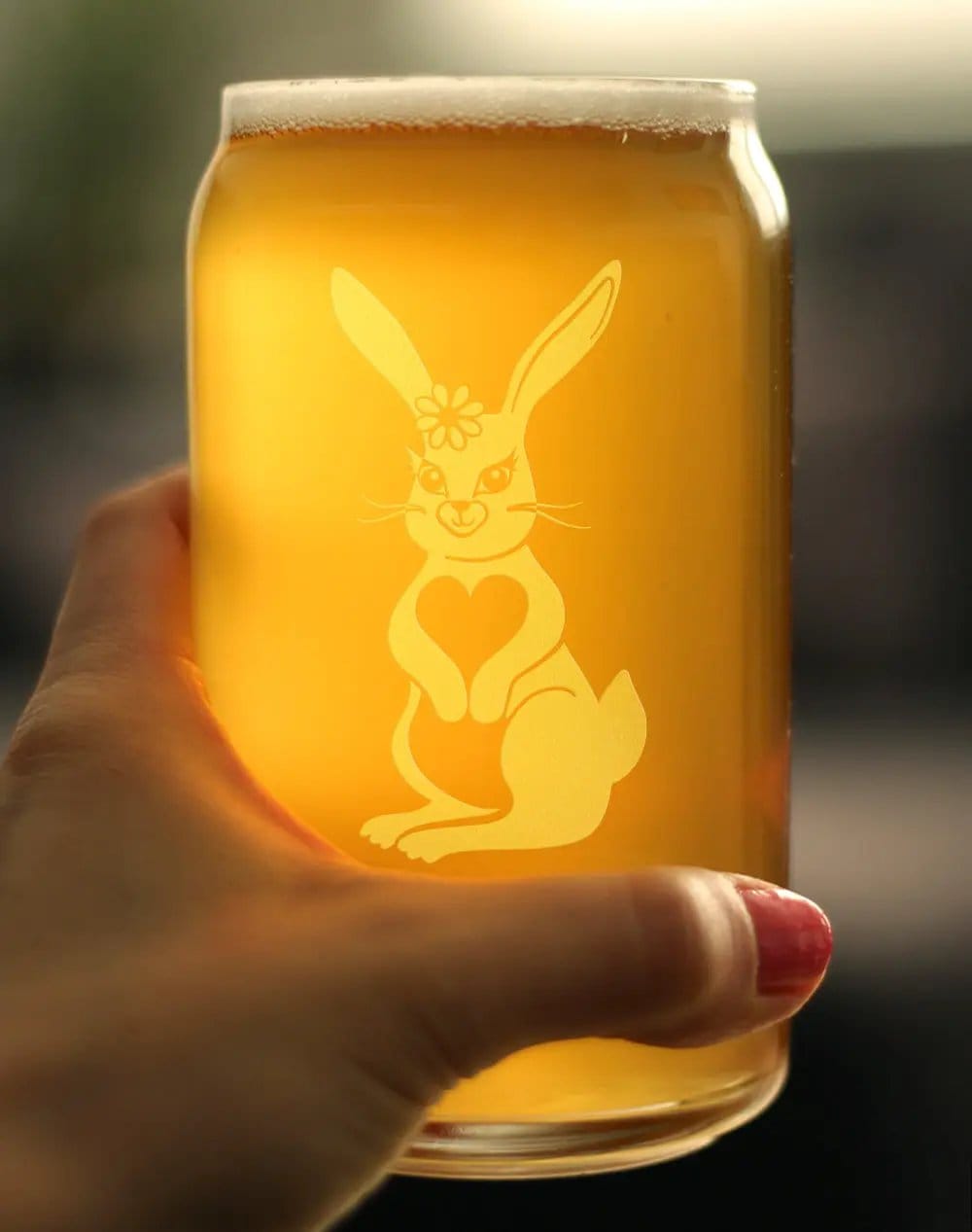 Etched Rocks Glass | 10 oz Whiskey Glass | Dishwasher Safe | Bunny Rabbit (Style 2)