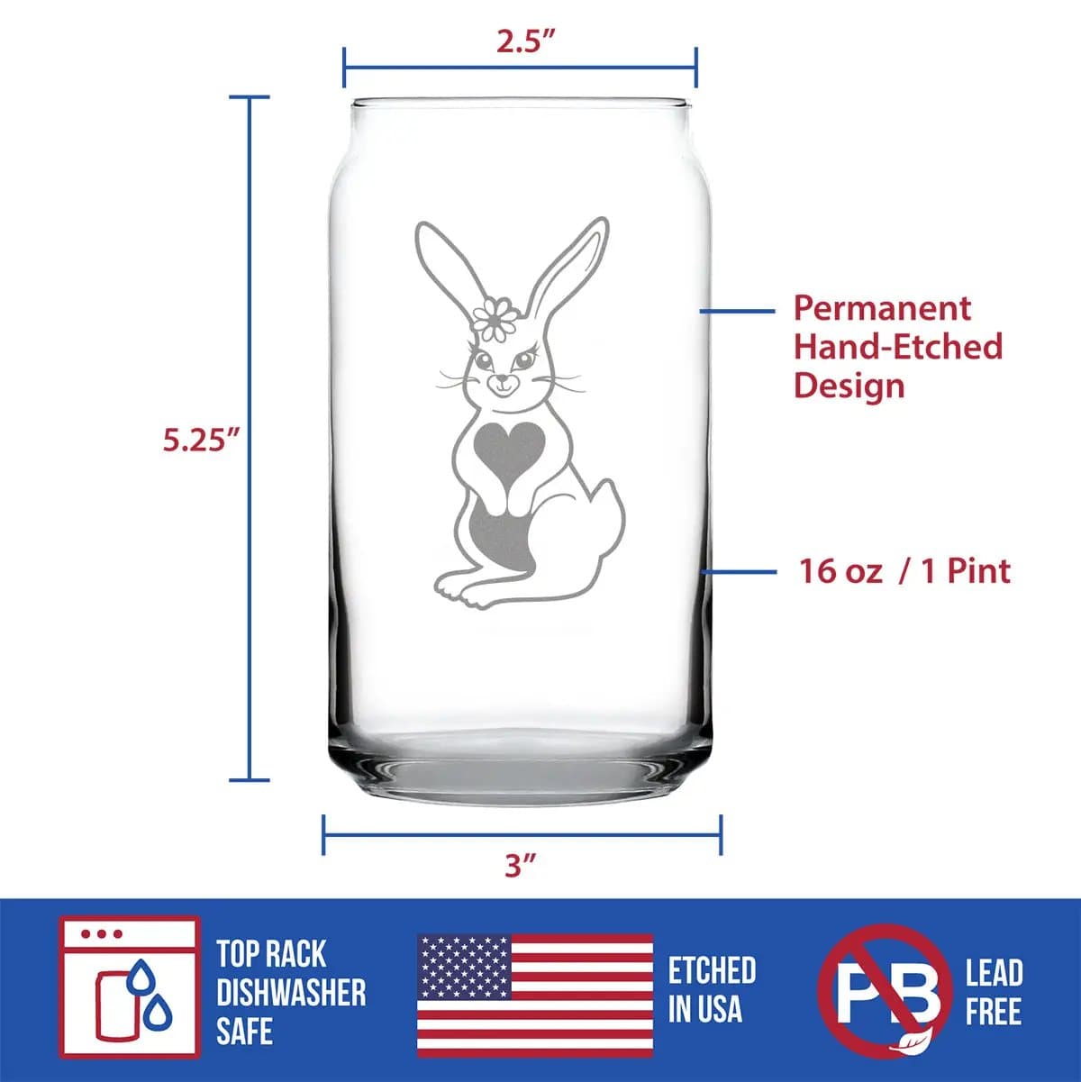 Etched Rocks Glass | 10 oz Whiskey Glass | Dishwasher Safe | Bunny Rabbit (Style 2)