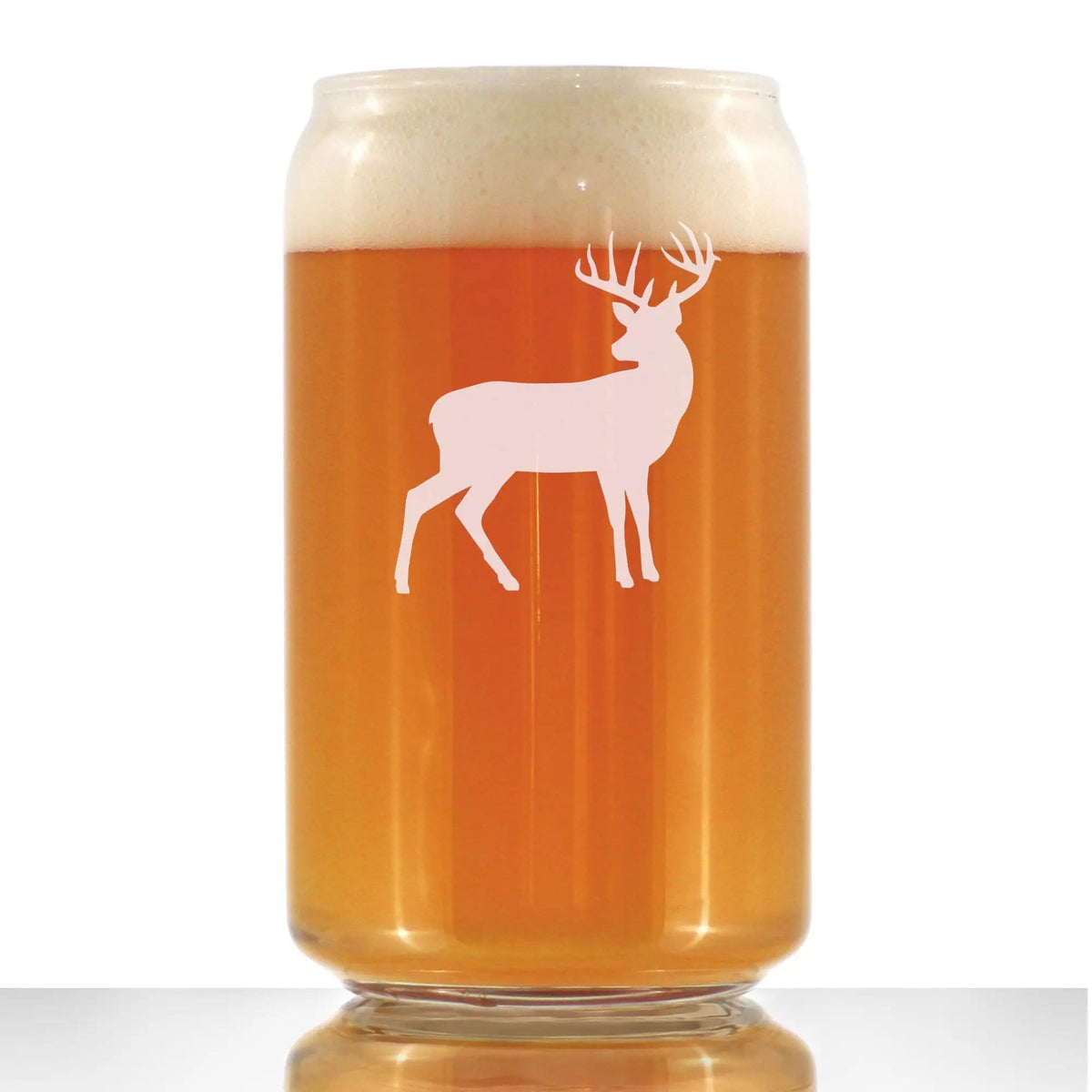 Etched Beer Can Pint Glass | 16 oz | Dishwasher Safe | Deer