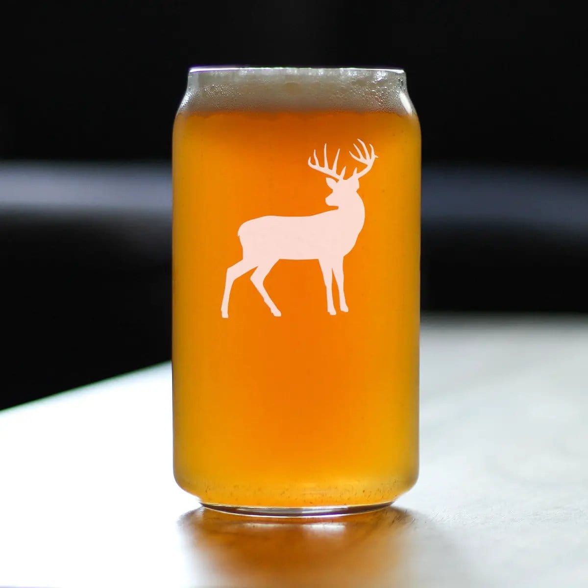 Etched Beer Can Pint Glass | 16 oz | Dishwasher Safe | Deer