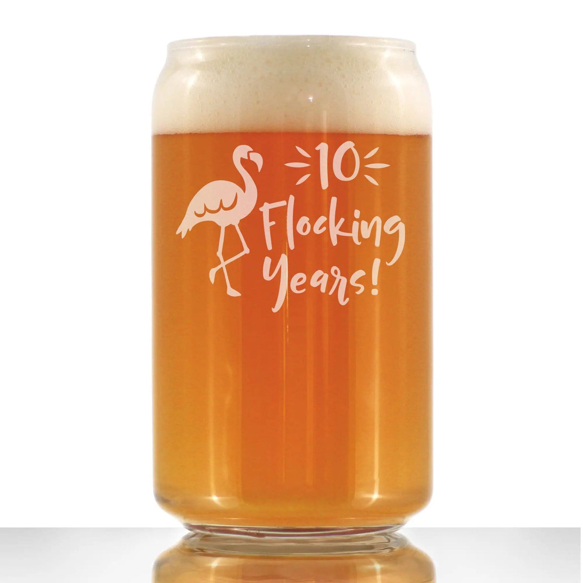 Etched Beer Can Pint Glass | 16 oz | Dishwasher Safe | 10 Flocking Years