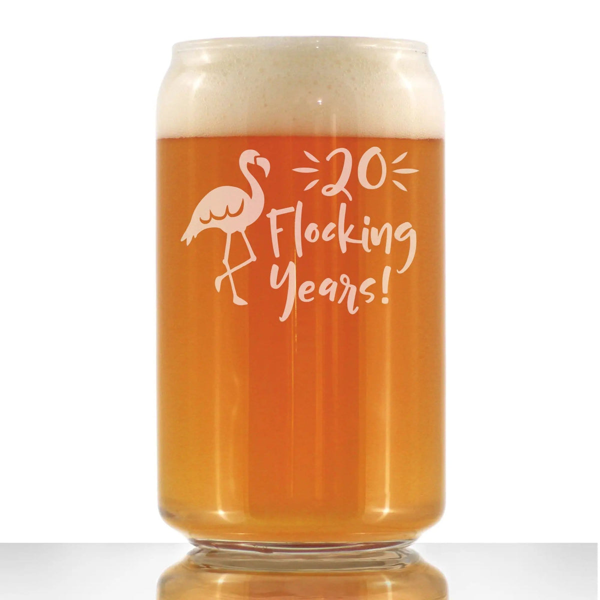 Etched Beer Can Pint Glass | 16 oz | Dishwasher Safe | 20 Flocking Years
