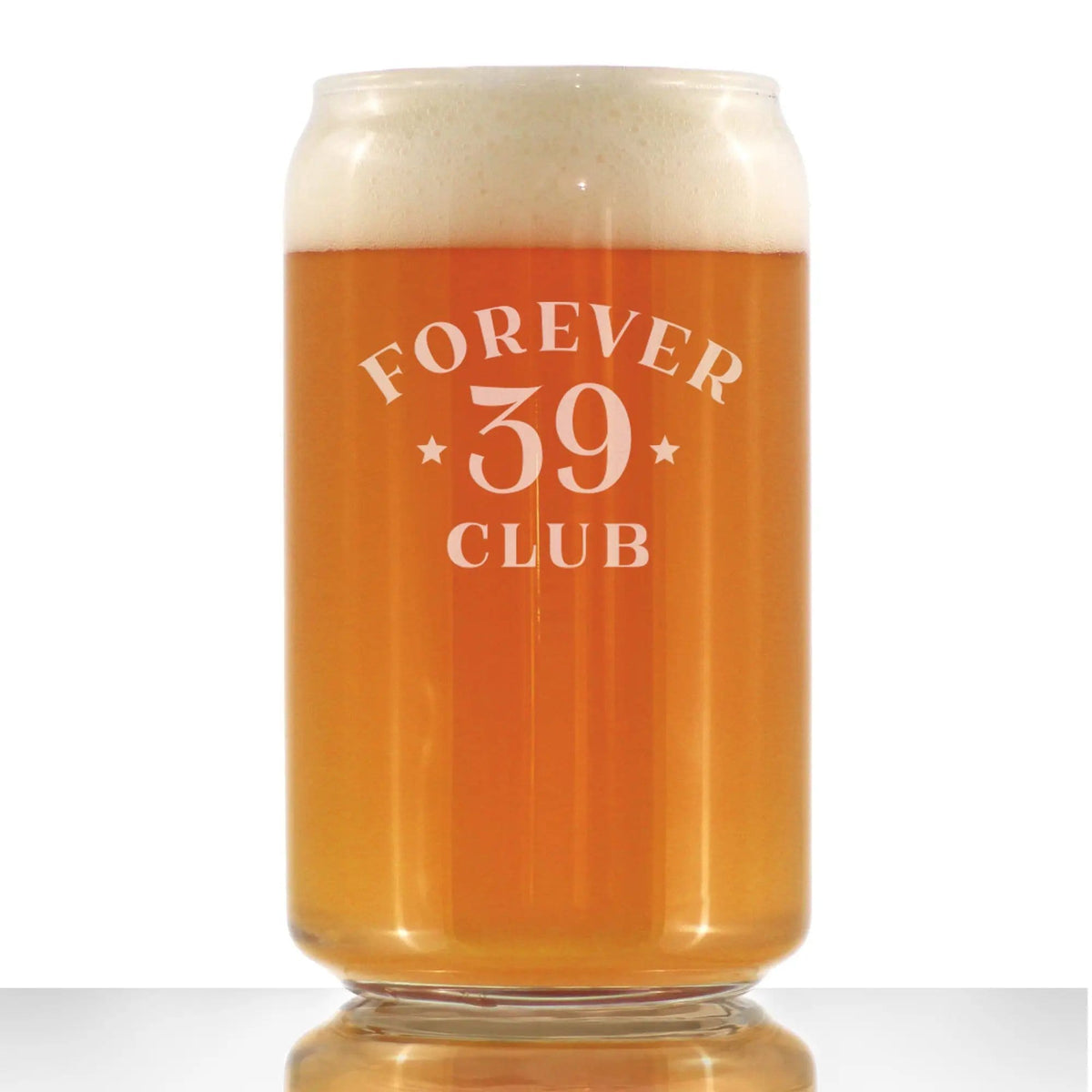 Etched Beer Can Pint Glass | 16 oz | Dishwasher Safe | Forever 39 Club