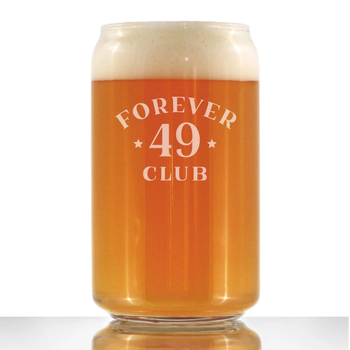 Etched Beer Can Pint Glass | 16 oz | Dishwasher Safe | Forever 49 Club