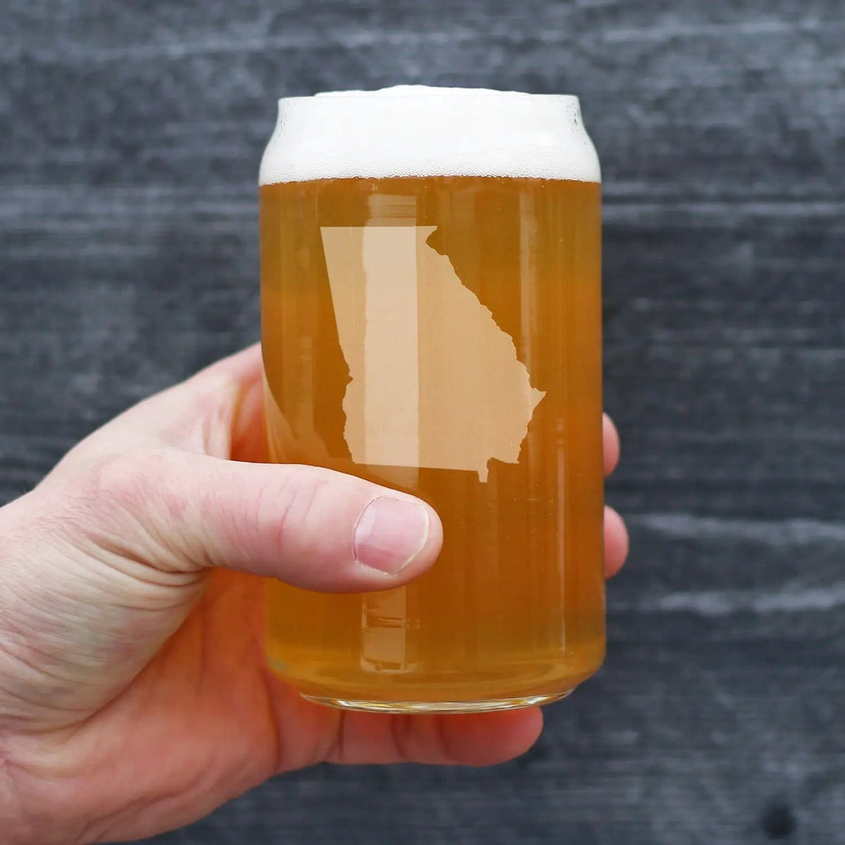 Etched Beer Can Pint Glass | 16 oz | Dishwasher Safe | Georgia State Outline