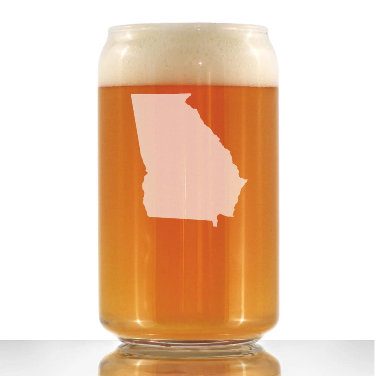 Etched Beer Can Pint Glass | 16 oz | Dishwasher Safe | Georgia State Outline