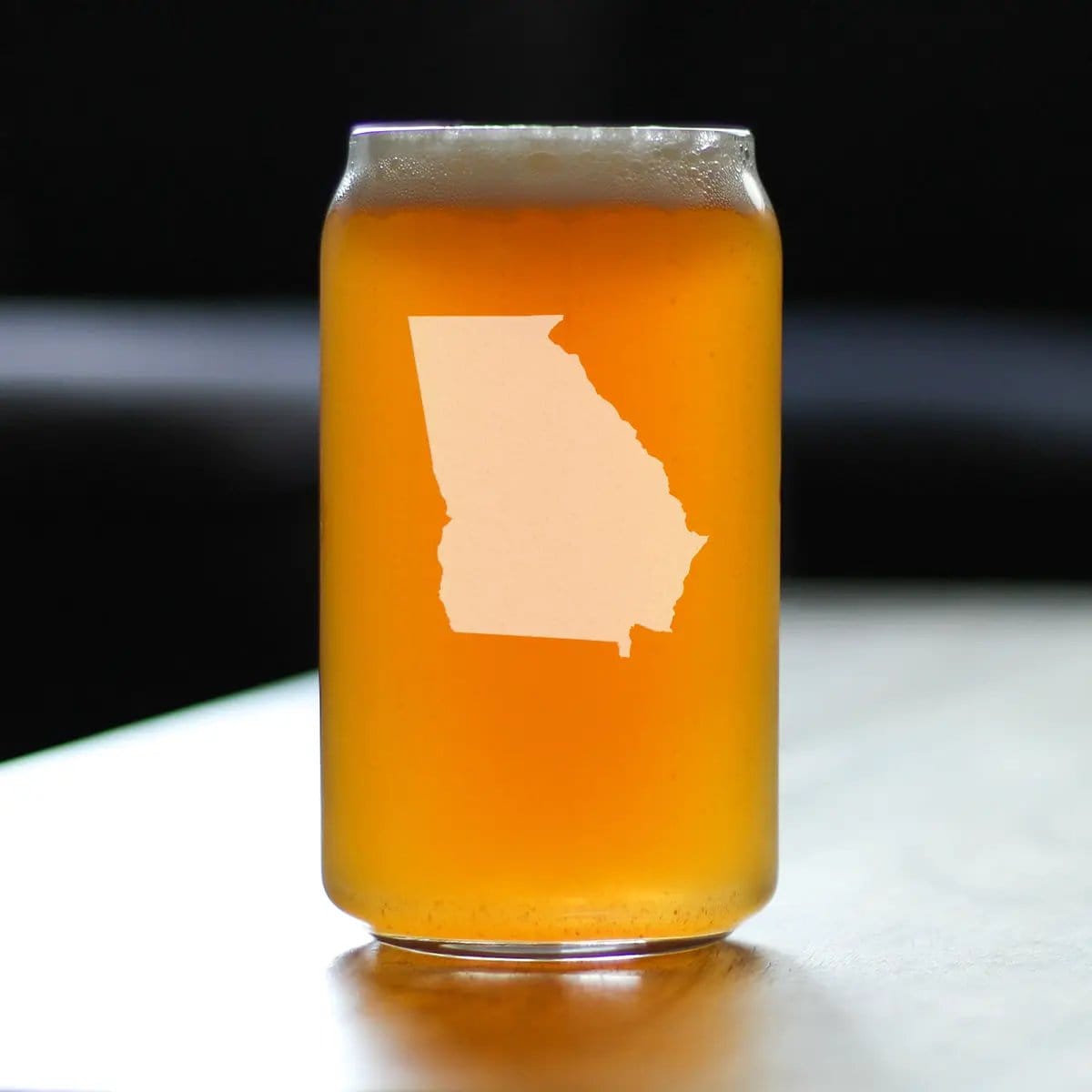 Etched Beer Can Pint Glass | 16 oz | Dishwasher Safe | Georgia State Outline