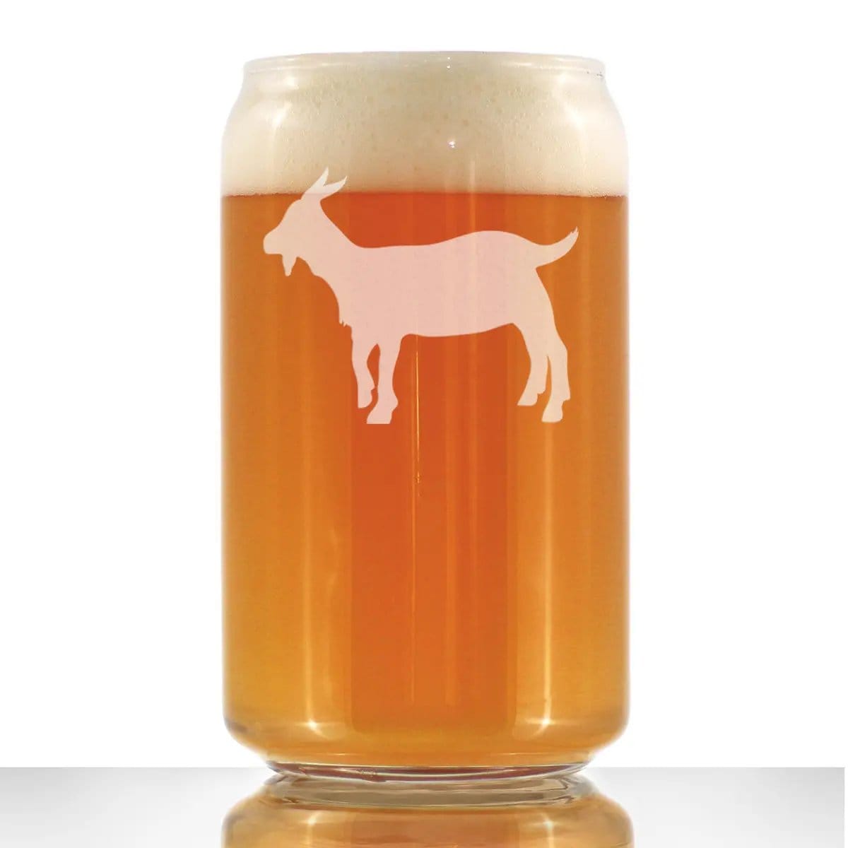Etched Beer Can Pint Glass | 16 oz | Dishwasher Safe | Goat Silhouette