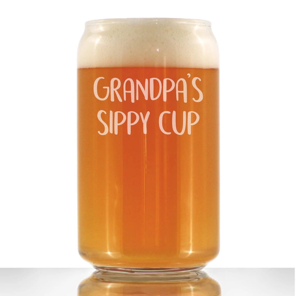 Etched Beer Can Pint Glass | 16 oz | Dishwasher Safe | Grandpa's Sippy Cup