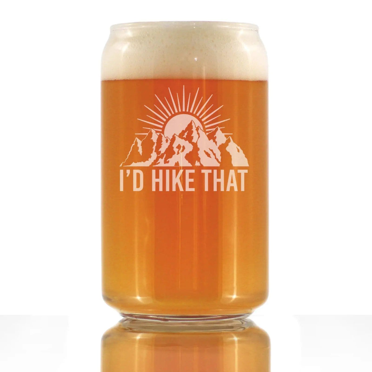 Etched Beer Can Pint Glass | 16 oz | Dishwasher Safe | I'd Hike That