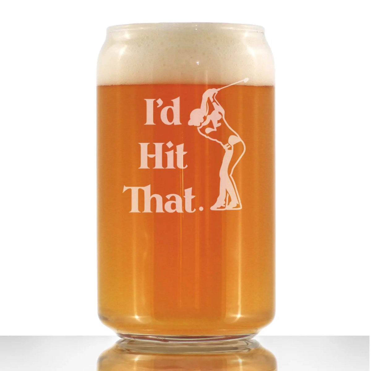 Etched Beer Can Pint Glass | 16 oz | Dishwasher Safe | I'd Hit That