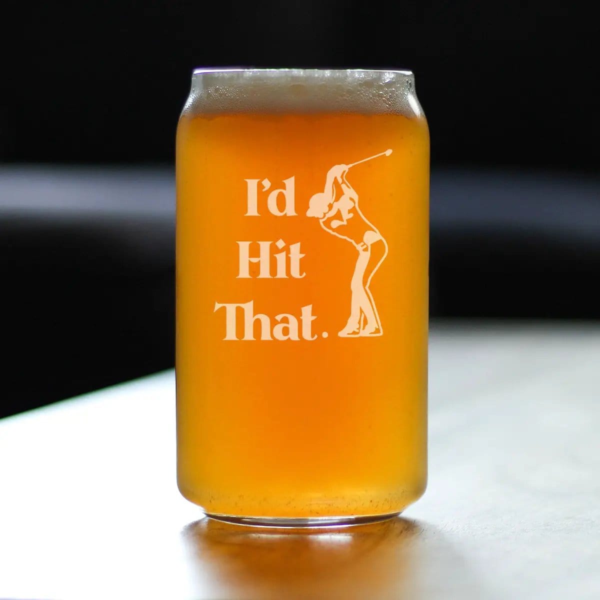 Etched Beer Can Pint Glass | 16 oz | Dishwasher Safe | I'd Hit That