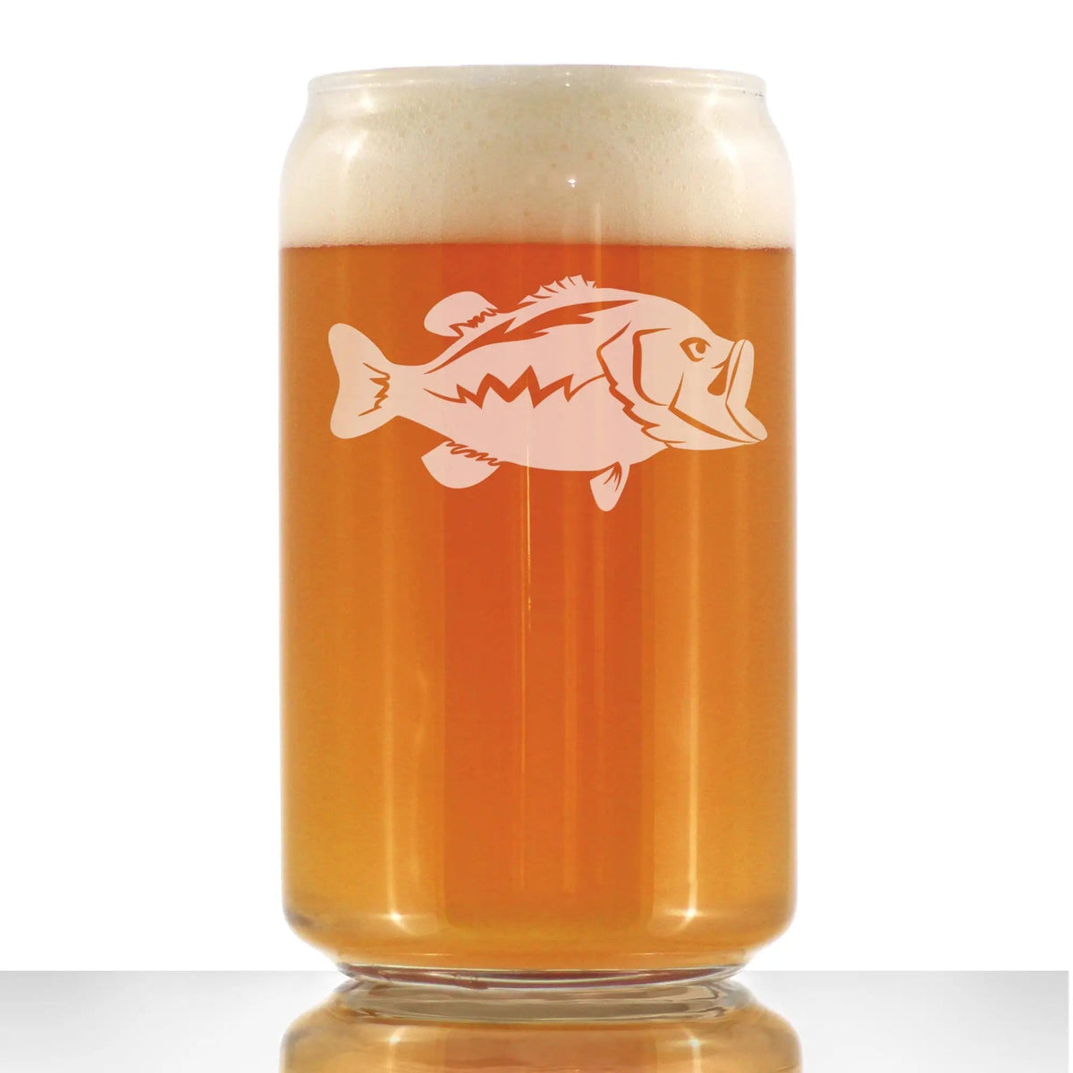 Etched Beer Can Pint Glass | 16 oz | Dishwasher Safe | Largemouth Bass