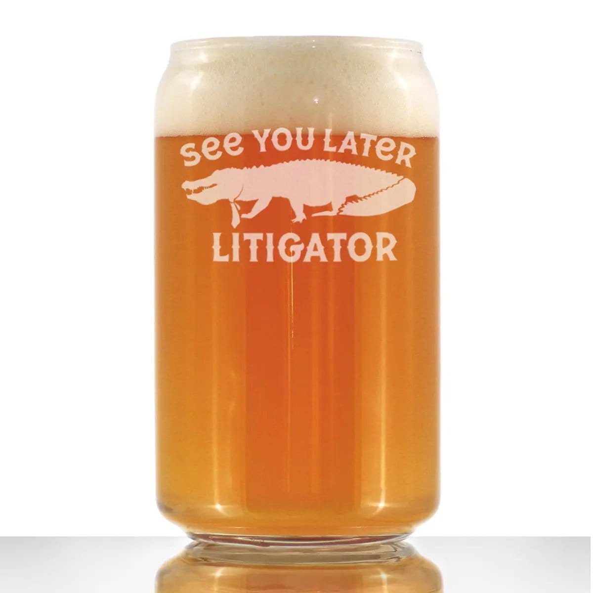 Etched Beer Can Pint Glass | 16 oz | Dishwasher Safe | See You Later Litigator
