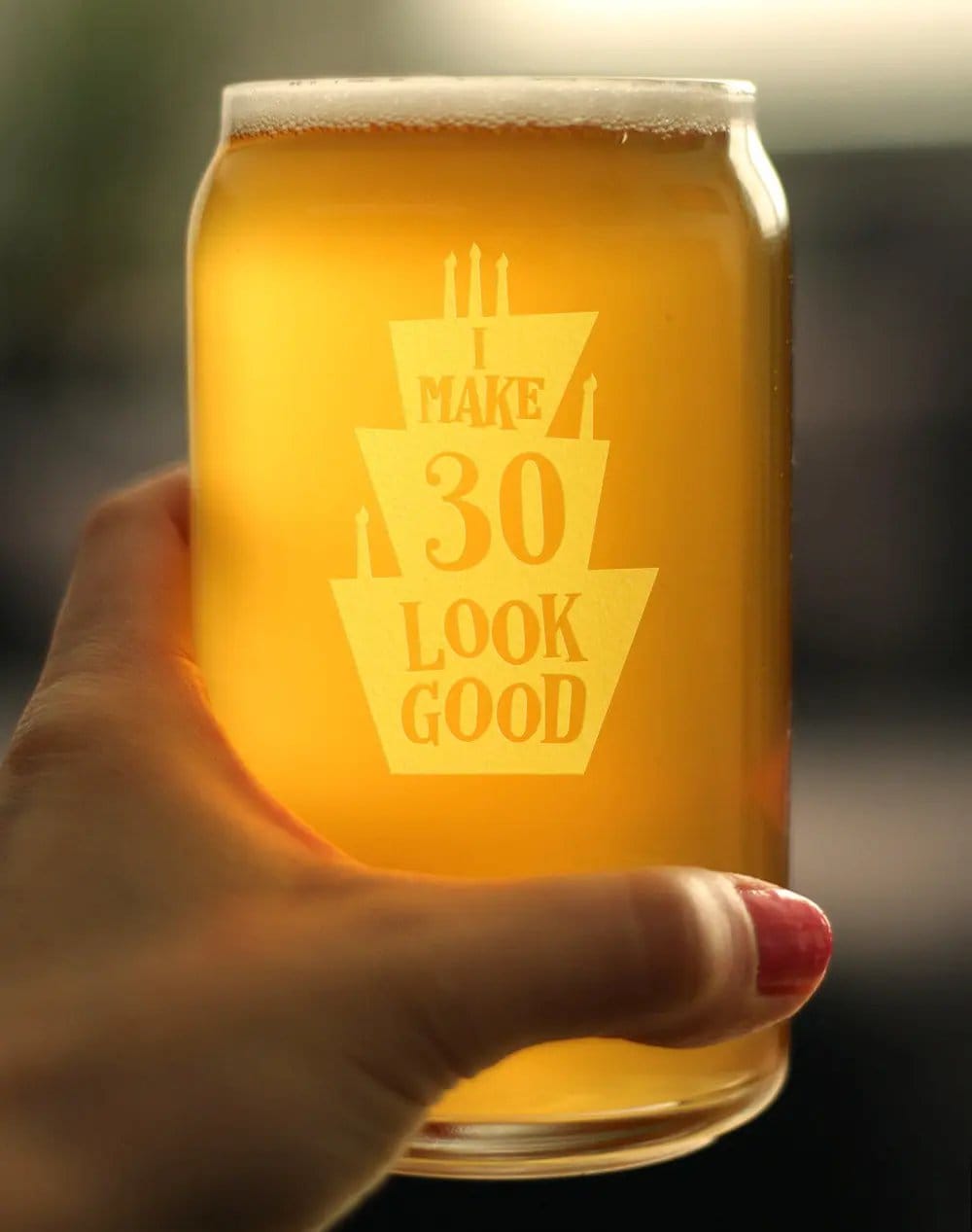 Etched Beer Can Pint Glass | 16 oz | Dishwasher Safe | Make 30 Look Good