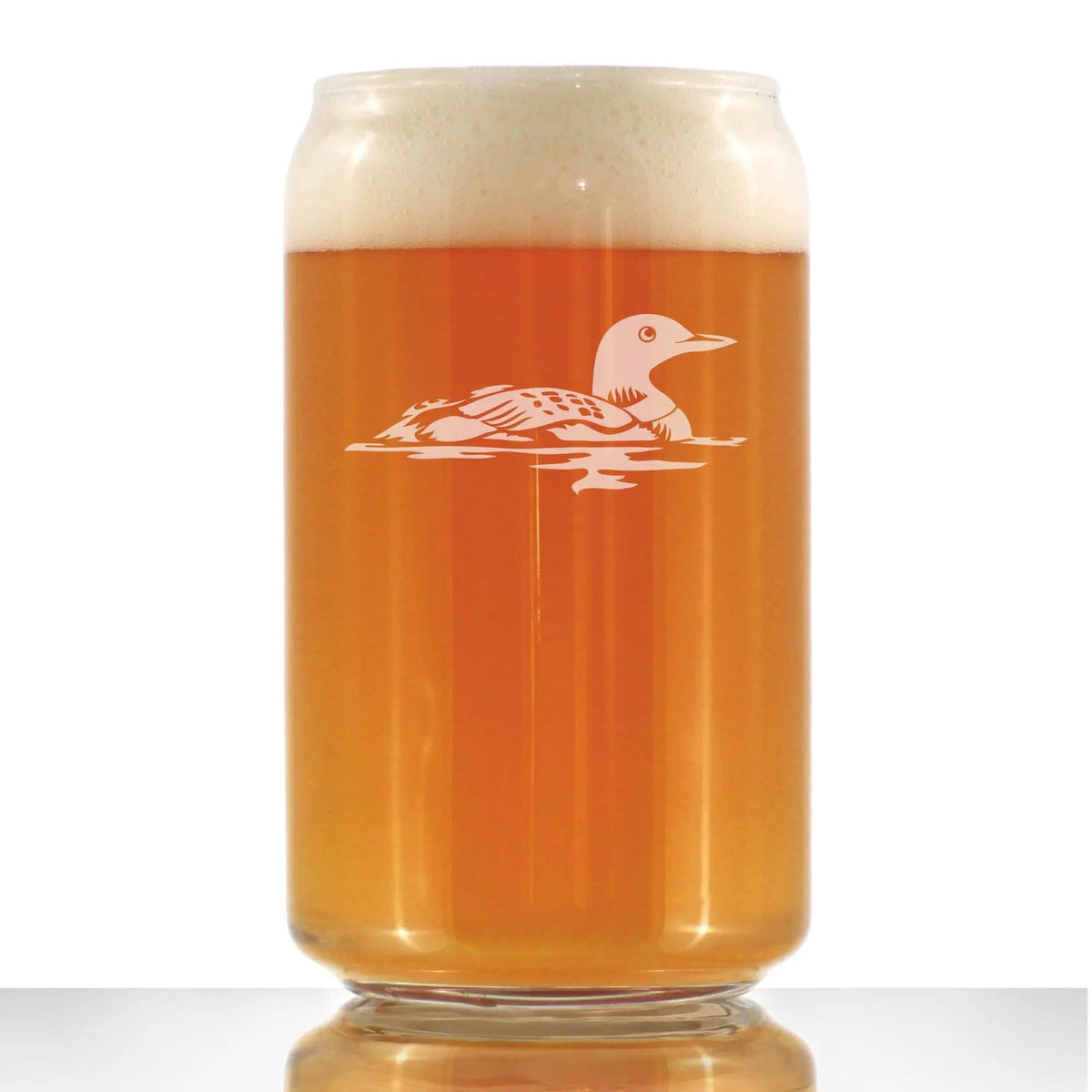 Etched Beer Can Pint Glass | 16 oz | Dishwasher Safe | Loon