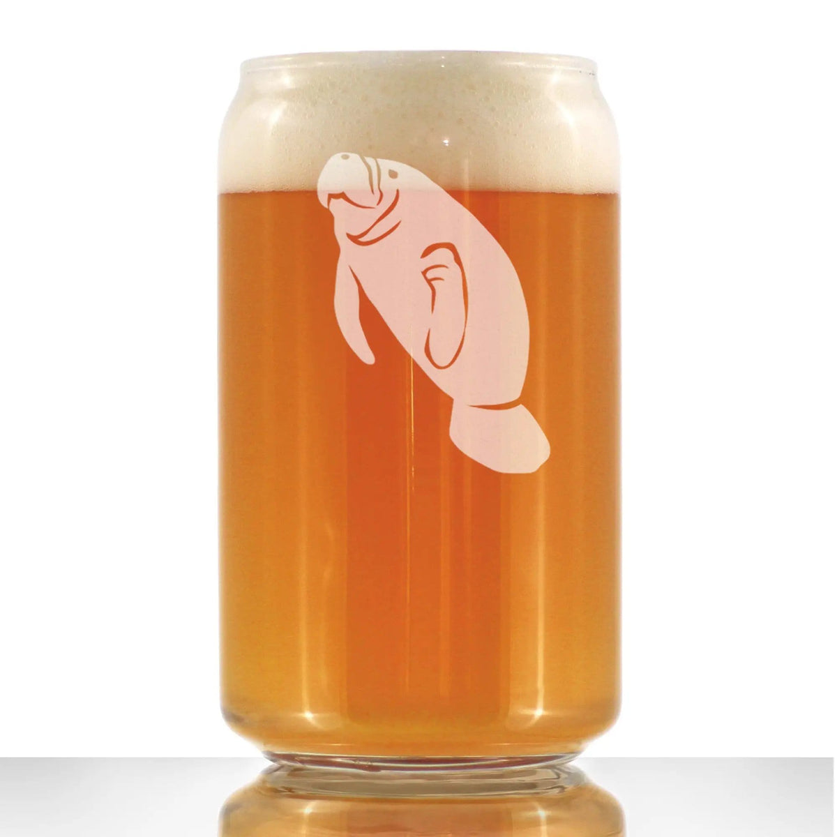 Etched Beer Can Pint Glass | 16 oz | Dishwasher Safe | Manatee