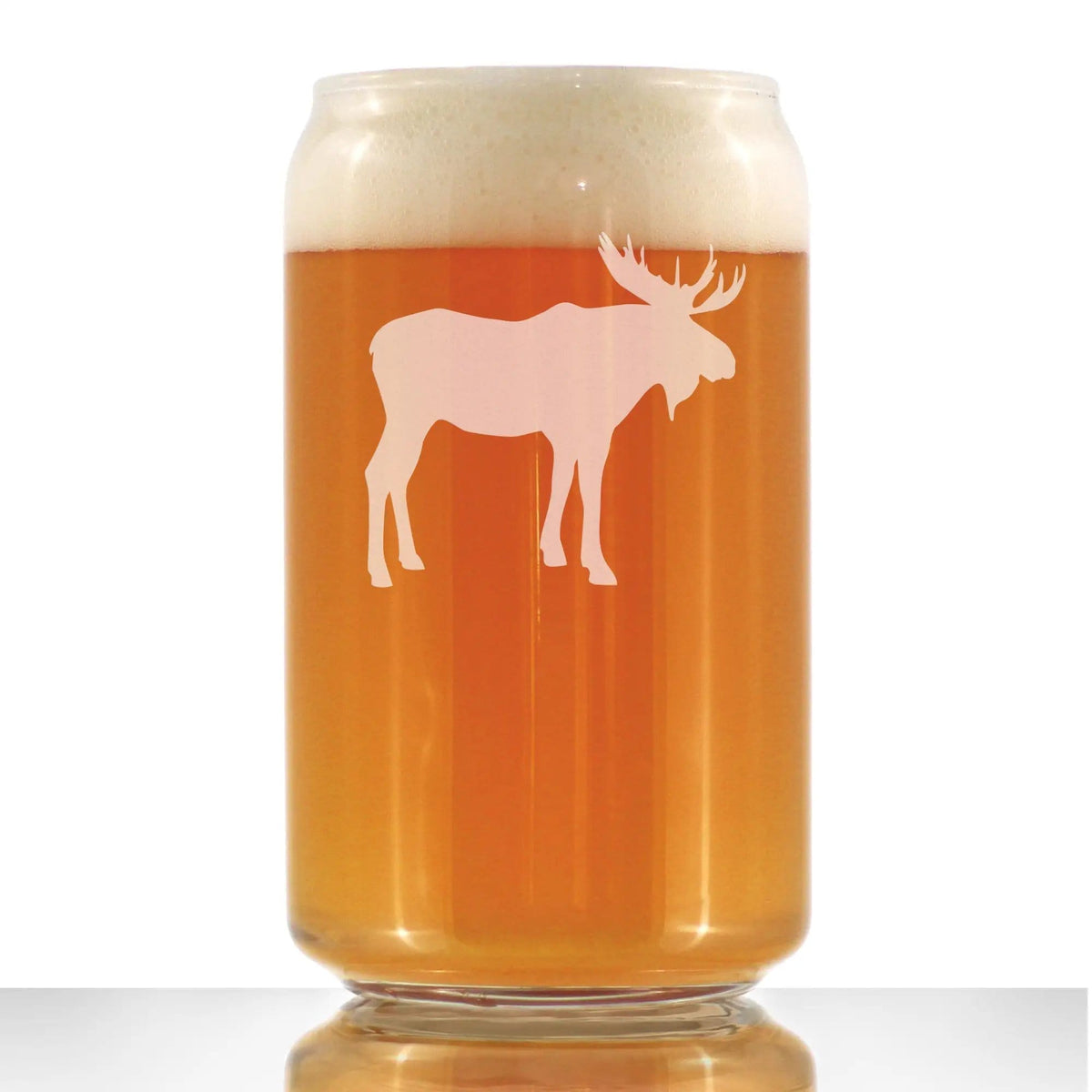 Etched Beer Can Pint Glass | 16 oz | Dishwasher Safe | Moose