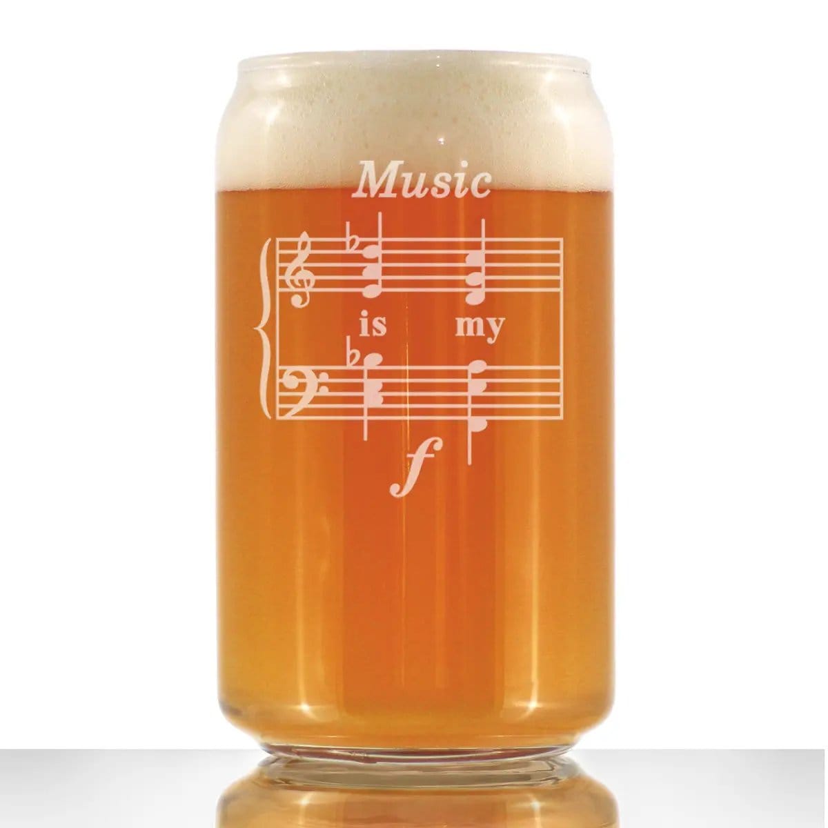 Etched Beer Can Pint Glass | 16 oz | Dishwasher Safe | Music Is My Forte