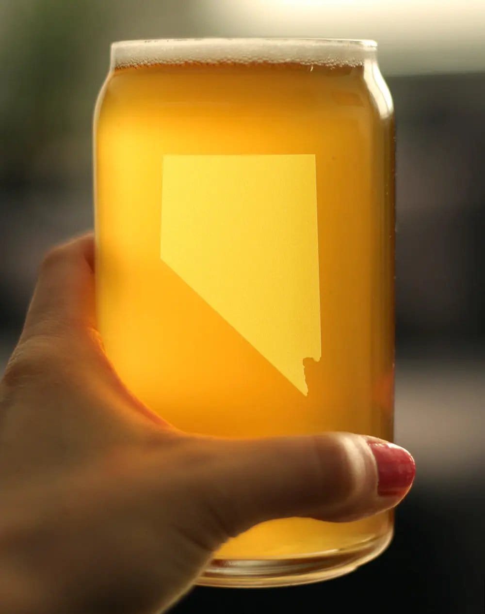 Etched Beer Can Pint Glass | 16 oz | Dishwasher Safe | Nevada State Outline