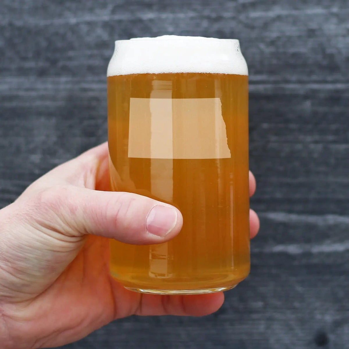 Etched Beer Can Pint Glass | 16 oz | Dishwasher Safe | North Dakota State Outline