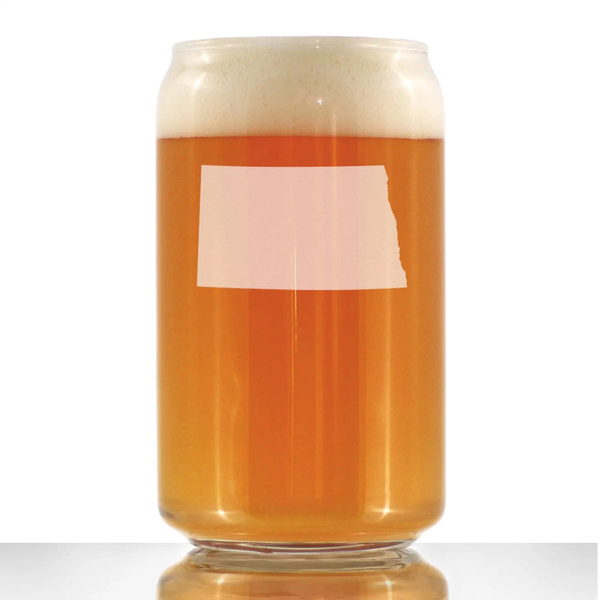 Etched Beer Can Pint Glass | 16 oz | Dishwasher Safe | North Dakota State Outline
