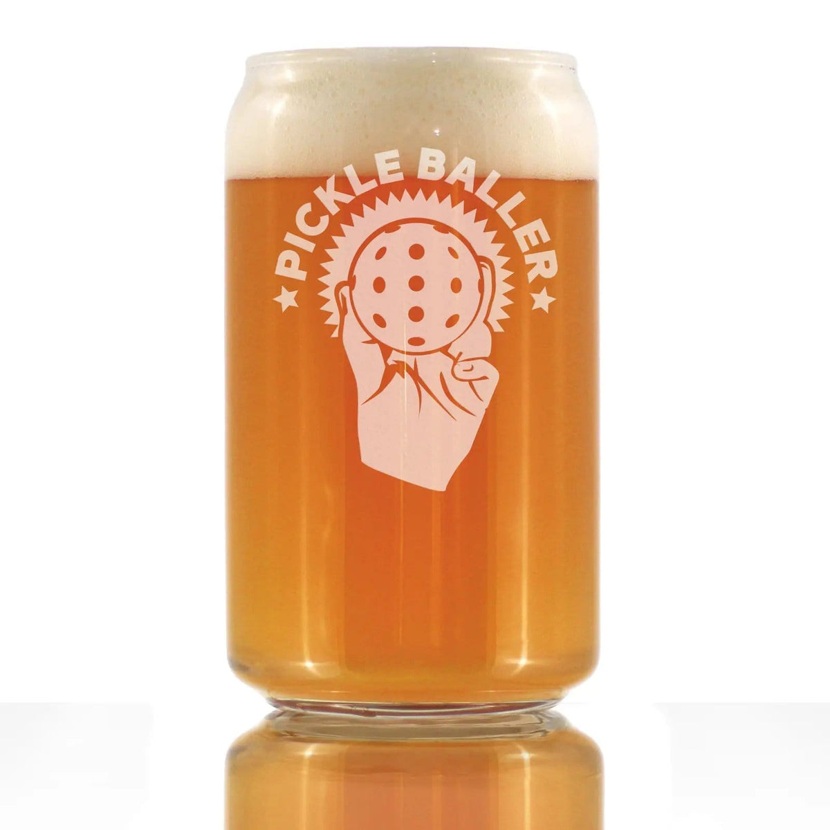 Etched Beer Can Pint Glass | 16 oz | Dishwasher Safe | Pickleballer