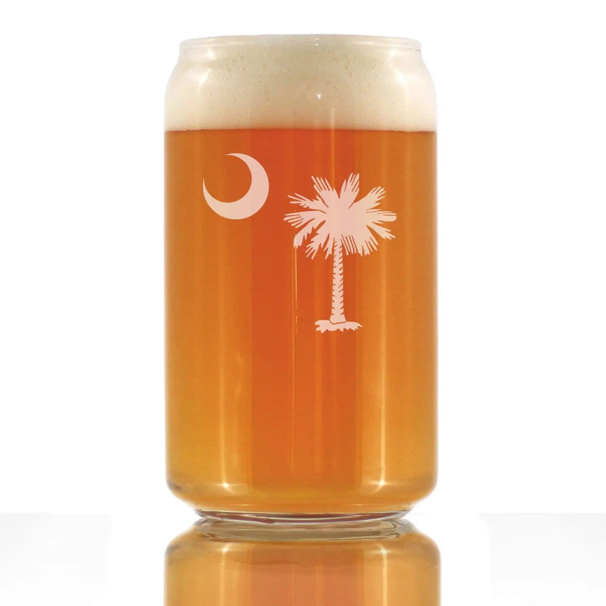Etched Beer Can Pint Glass | 16 oz | Dishwasher Safe | South Carolina Flag