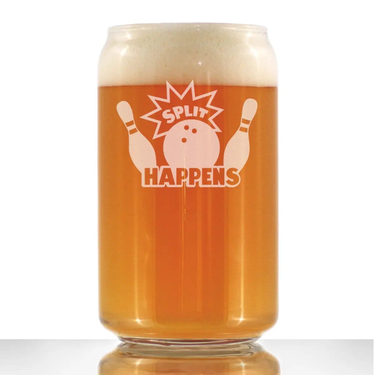 Etched Beer Can Pint Glass | 16 oz | Dishwasher Safe | Split Happens