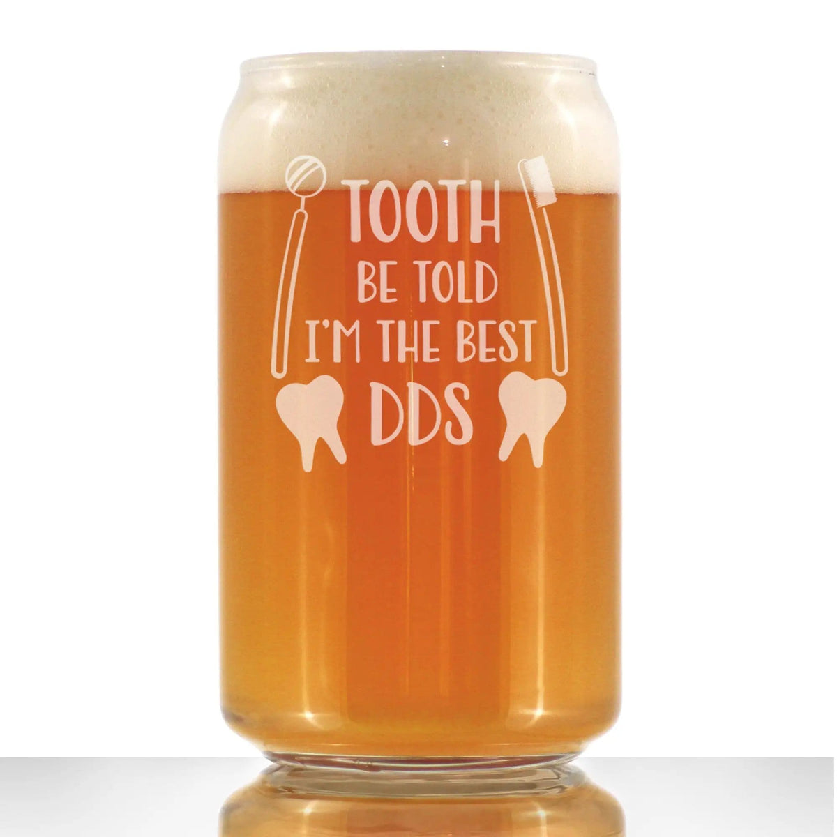 Etched Beer Can Pint Glass | 16 oz | Dishwasher Safe | Tooth Be Told