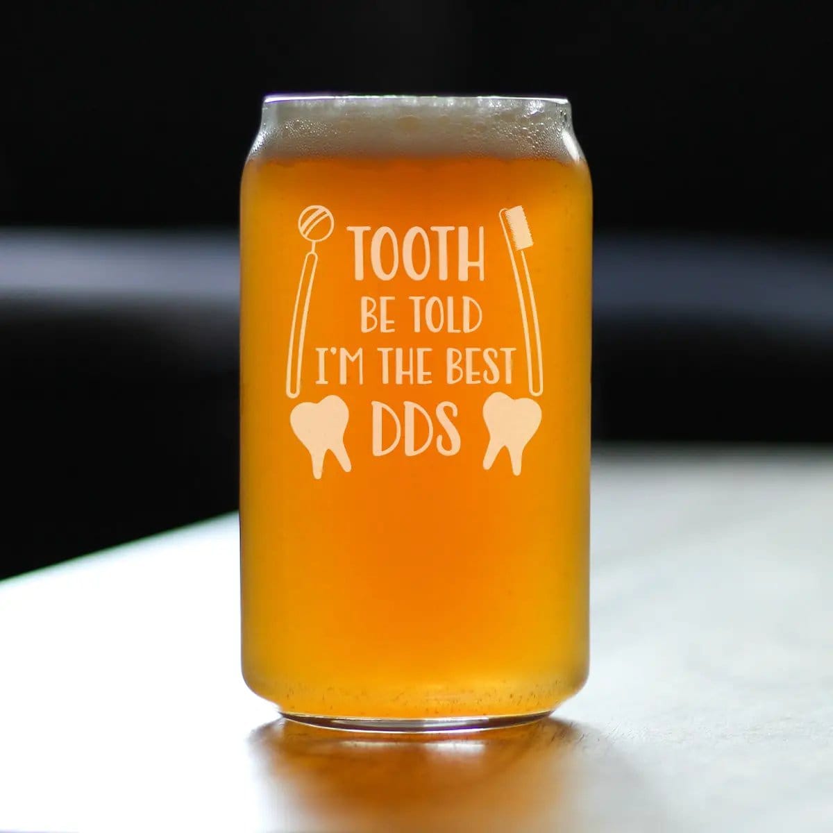 Etched Beer Can Pint Glass | 16 oz | Dishwasher Safe | Tooth Be Told