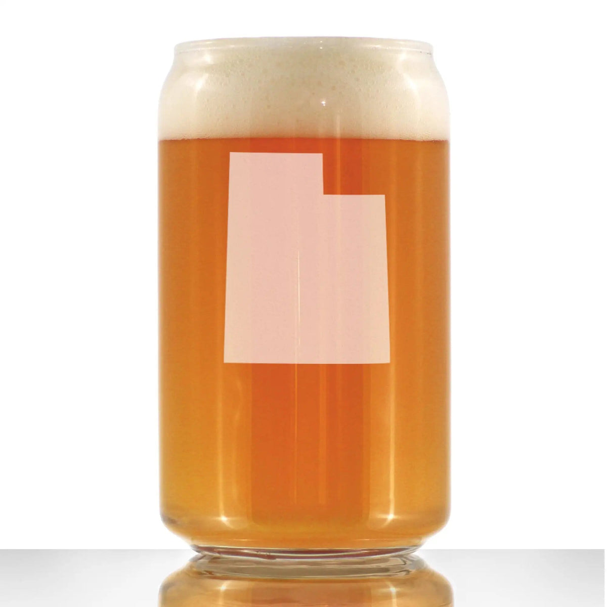 Etched Beer Can Pint Glass | 16 oz | Dishwasher Safe | Utah State Outline