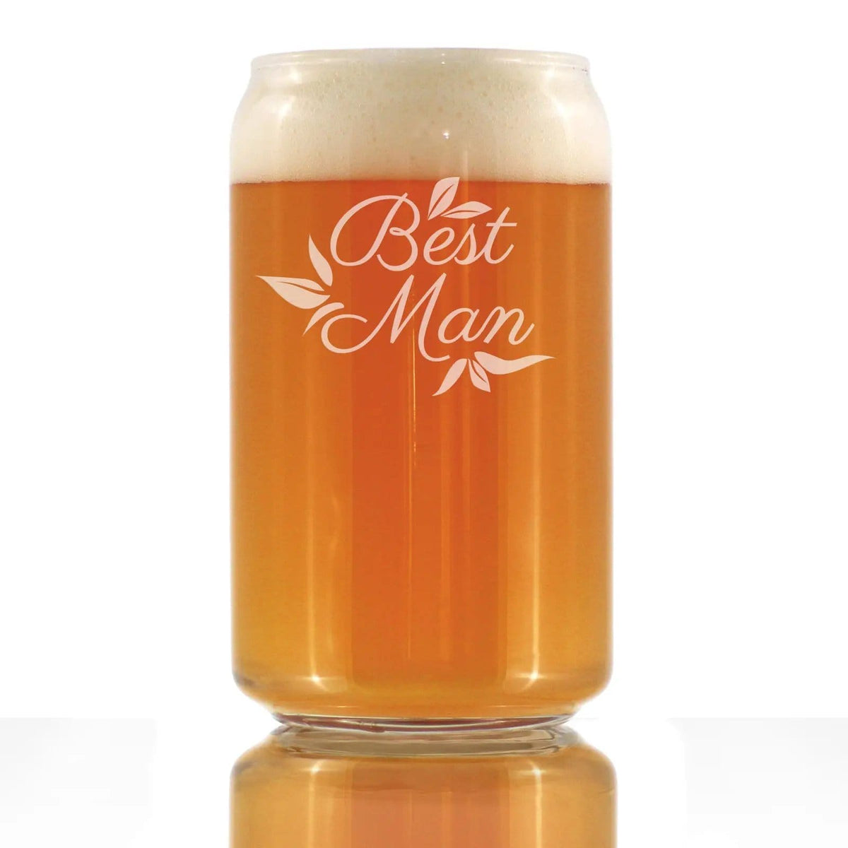 Etched Beer Can Pint Glass | 16 oz | Dishwasher Safe | Best Man