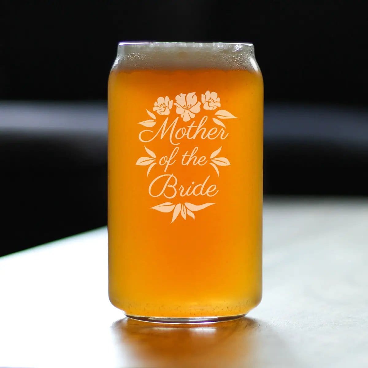 Etched Beer Can Pint Glass | 16 oz | Dishwasher Safe | Mother of the Bride