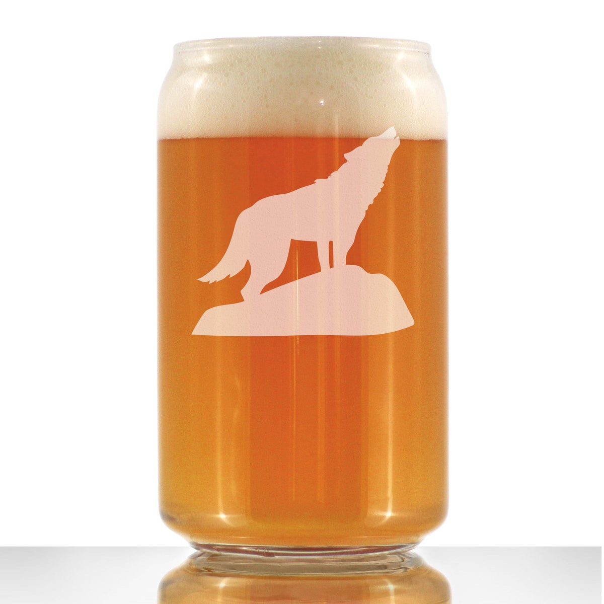 Etched Beer Can Pint Glass | 16 oz | Dishwasher Safe | Wolf